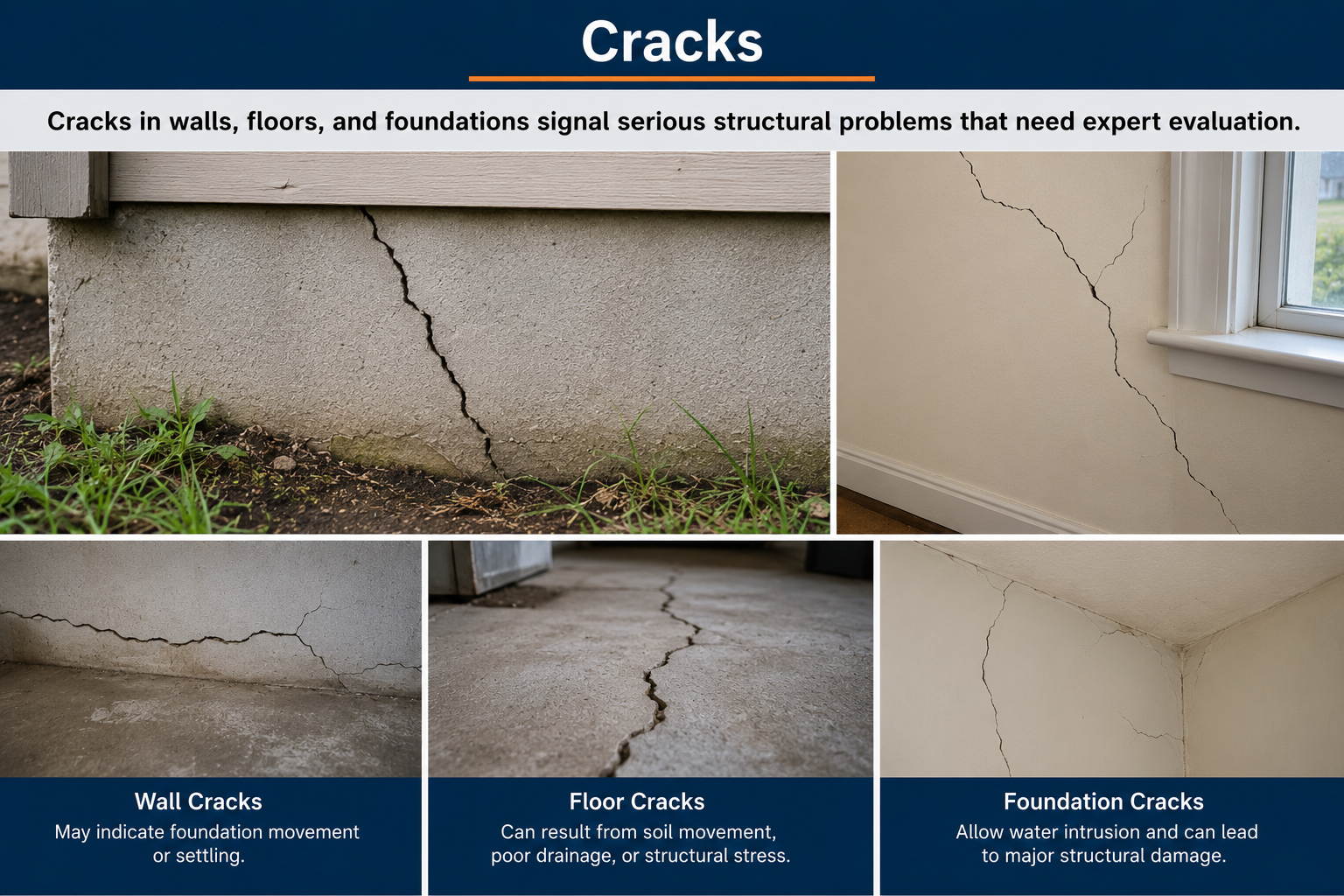 Cracks in structures